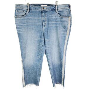 Womens Lane Bryant Straight Leg Capri Jeans High Rise Rhinestone Side Stripe 22